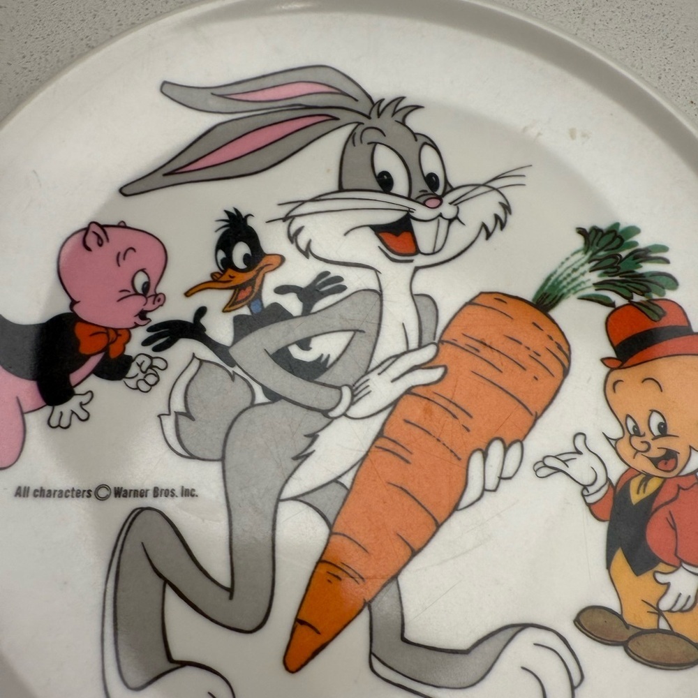 Vintage Looney Tunes Plate and Bowl Bugs Bunny Elmer Fudd Porky Pig Daffy Duck - Picture 7 of 11